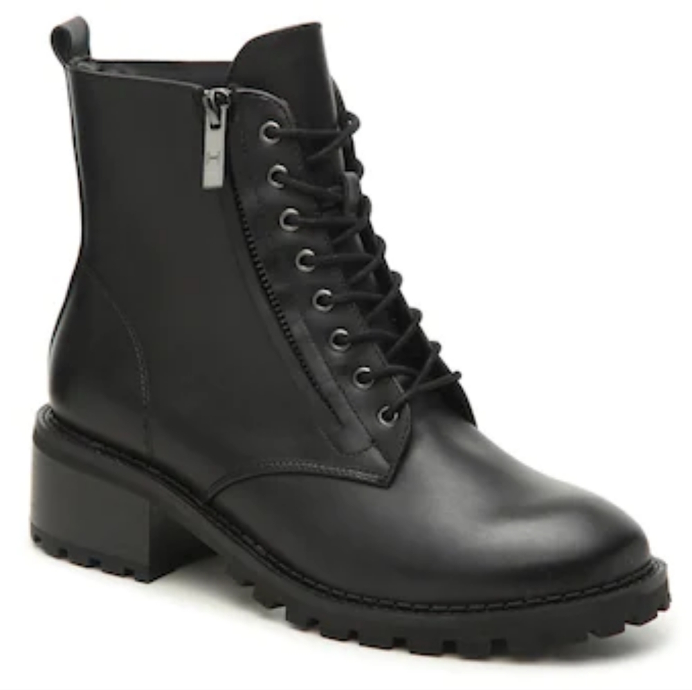 Halston Heritage Black Lois Combat Boots 7.5